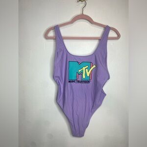 MTV Aerie Logo Purple Swimsuit NWOT